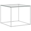 vidaXL Coffee Table Silver 50x50x43 cm Stainless Steel and Glass