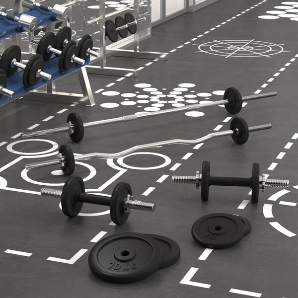 vidaXL Barbell and Dumbbell with Plates 60 kg Cast Iron