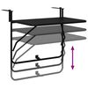vidaXL Hanging Balcony Table Black 60 x 39 x 65 cm Steel