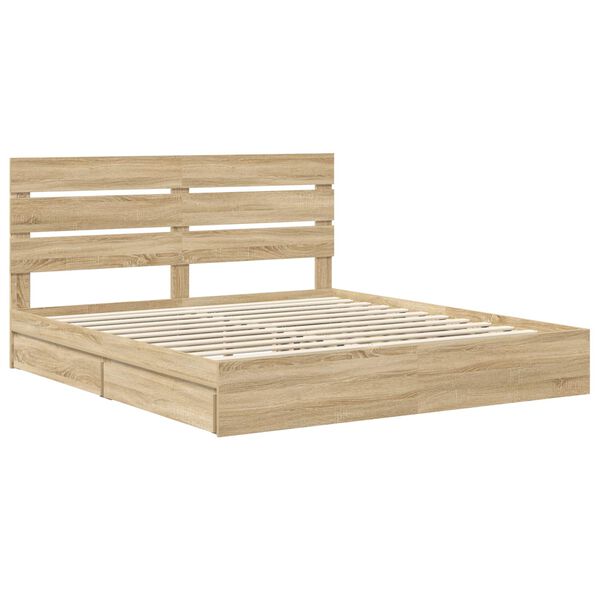 vidaXL Storage Bed with Drawer Sonoma Oak 180 x 200 cm Engineered Wood