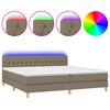 vidaXL Box Spring Bed with Mattress&LED Taupe 200x200cm Fabric