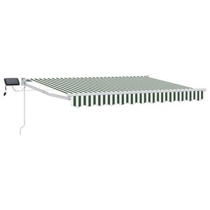 vidaXL Manual Retractable Awning with LEDs Green and White 2.5 x 2 m