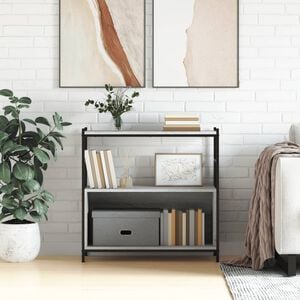 vidaXL Bookshelf Grey Sonoma 80x30x78,5 cm Engineered Wood and Iron