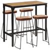 vidaXL 5 Piece Bar Set Solid Rough Wood Mango and Metal