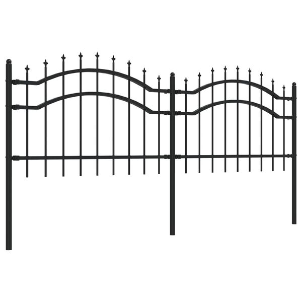 vidaXL Garden Fence with Spear Top Black 240x75 cm Powder-coated Steel
