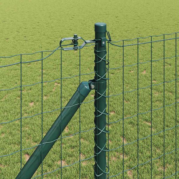 vidaXL Fence with Post Green 1.4 x 10 m Steel and PVC