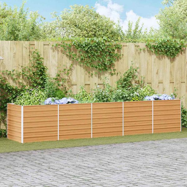 vidaXL Garden Raised Bed Light Brown 400 x 80 x 77 cm Galvanised Steel
