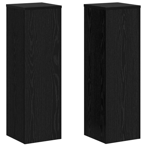 vidaXL Plant Stand 2 pcs Black Oak 25 x 25 x 80 cm Engineered Wood