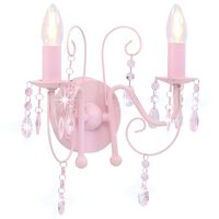 vidaXL Wall Lamp with Beads Pink 2 x E14 Bulbs