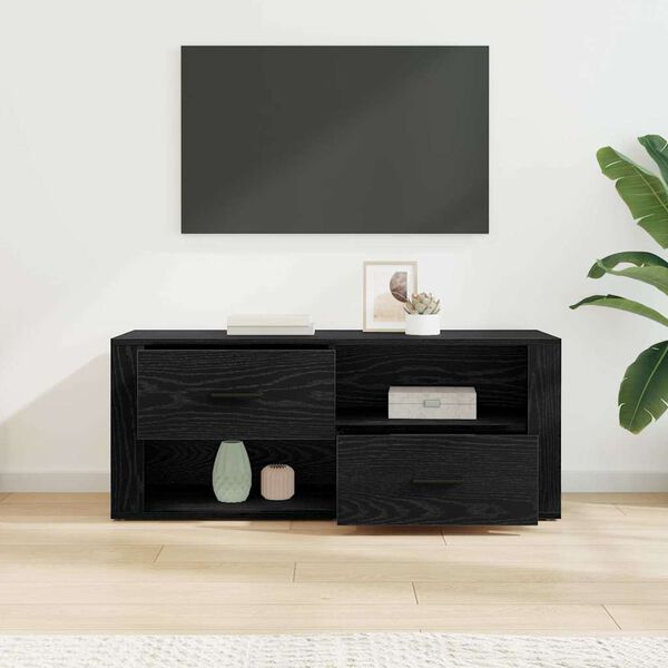 vidaXL TV Cabinet Black Oak 100 x 35 x 40 cm Engineered Wood