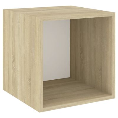 vidaXL Wall Cabinets 4 pcs White and Sonoma Oak 37x37x37 cm Engineered Wood