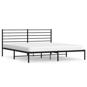 vidaXL Metal Bed Frame without Mattress with Headboard Black 183x213cm