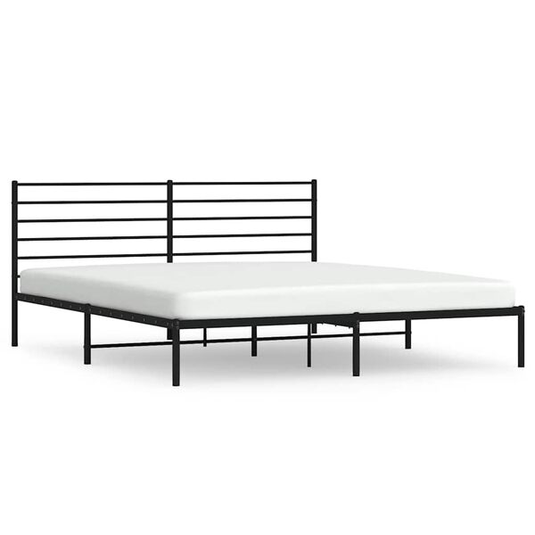 vidaXL Metal Bed Frame without Mattress with Headboard Black 183x213cm