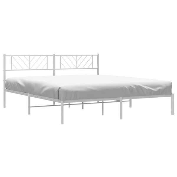 vidaXL Metal Bed Frame without Mattress with Headboard White 193x203cm