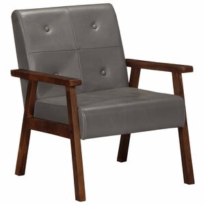 vidaXL Armchair | Grey | Real leather and solid acacia wood | Medium | Armchair