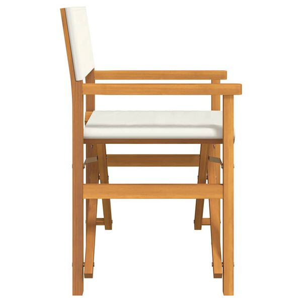 vidaXL Folding Director's Chair Cream Solid Wood Teak