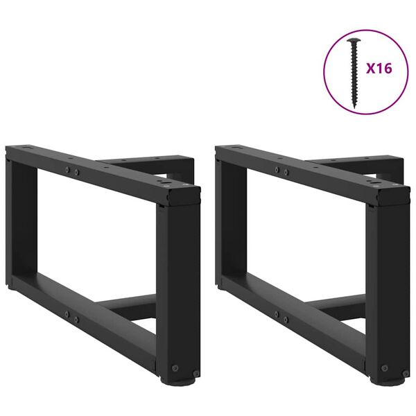 vidaXL Coffee Table Legs T-Shaped&nbsp;2 pcs Black 60x25x(30-31) cm Steel