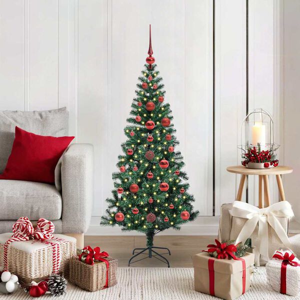 vidaXL Artificial Pre-lit Christmas Tree Green 120 cm PVC and Metal