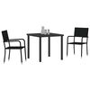 vidaXL Garden Dining Set with Cushion 3 pcs Black Poly Rattan