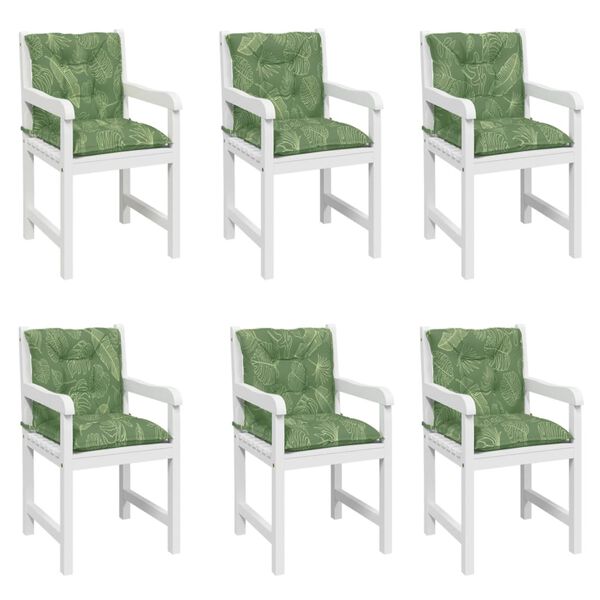 vidaXL Lowback Chair Cushions 6 pcs Leaf Pattern Fabric