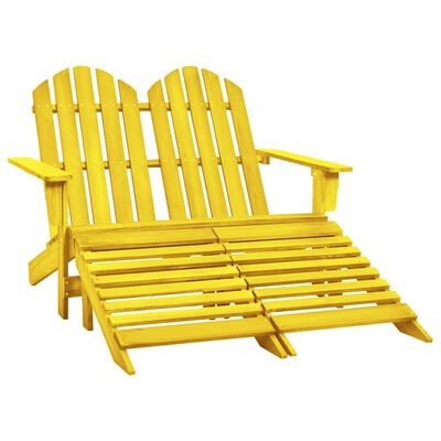 vidaXL 2-Seater Garden Adirondack Chair&Ottoman Fir Wood Yellow