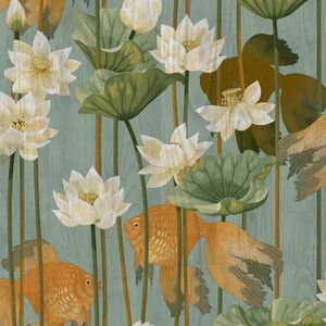 DUTCH WALLCOVERINGS Wallpaper Fish/Flower Green