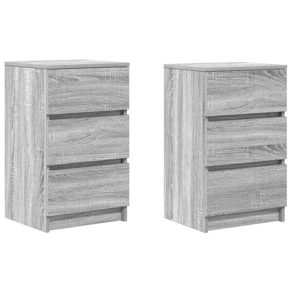 vidaXL Bedside Cabinets with 3 Drawers 2 pcs Grey Sonoma 39x35x65 cm