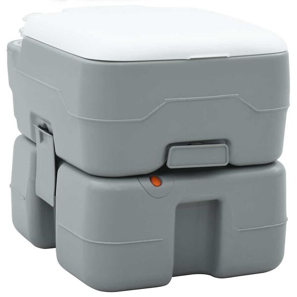 vidaXL Camping Toilet Manual Grey and White 41.5 x 36.5 x 37.5 cm