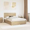 vidaXL Bed Frame with Drawer Sonoma Oak 140 x 200 cm Engineered Wood