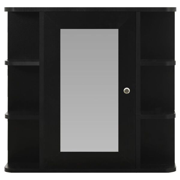 vidaXL Bathroom Mirror Cabinet Black 66x17x63 cm MDF