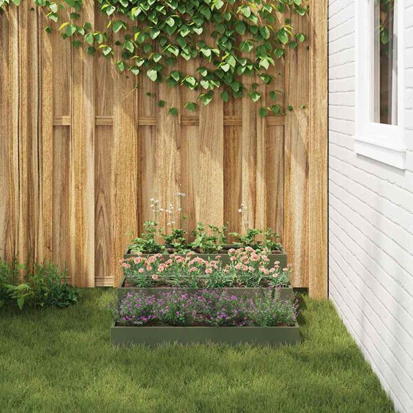 vidaXL Garden Planter Olive Green 90 x 90 x 35 cm Cold-rolled Steel