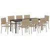 vidaXL Garden Dining Set 9 pcs Beige Poly Rattan