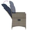 vidaXL Reclining Garden Chairs 2 pcs with Cushions Grey Poly Rattan