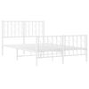 vidaXL Metal Bed Frame without Mattress with Footboard White 120x200cm