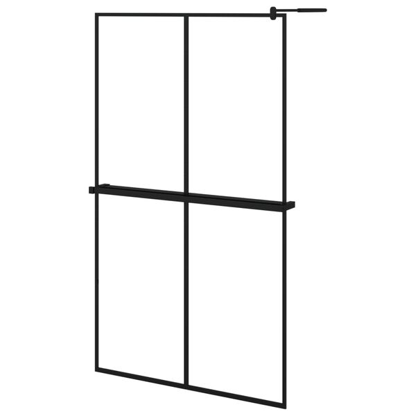 vidaXL Walk-in Shower Wall with Shelf Black 118x190 cm ESG Glass&Aluminium