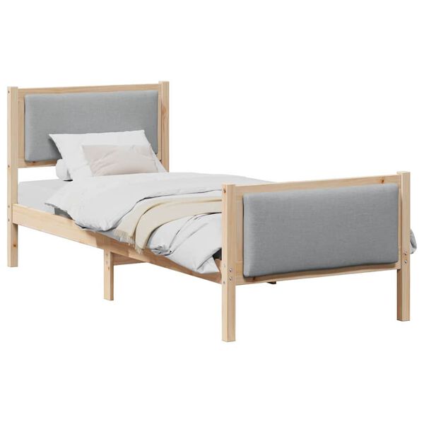 vidaXL Bed Frame with Headboard Light Grey 75 x 190 cm Fabric