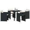 vidaXL Garden Dining Set with Cushion 5 pcs Black Poly Rattan