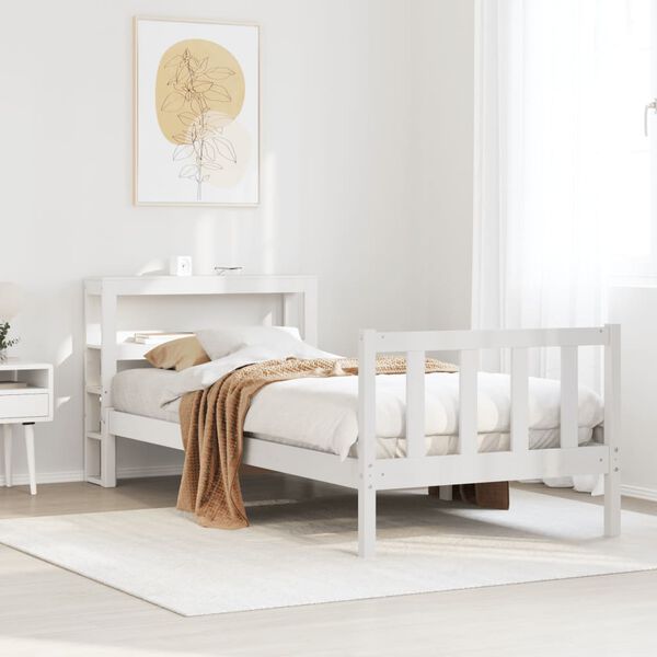 vidaXL Bed Frame without Mattress White 90x190 cm Single Solid Wood Pine