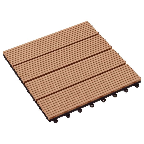 vidaXL Decking Tile 11 pcs Teak 30 x 30 cm WPC