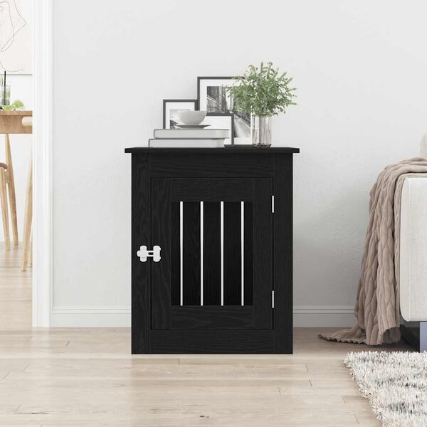 vidaXL Dog Crate Furniture Black Oak 55x75x65 cm Engineered Wood