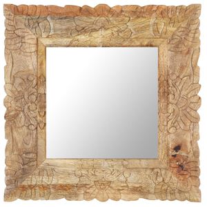 vidaXL Mirror | Natural mango wood colour | Solid mango wood | 50x50 cm