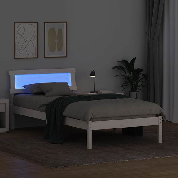 vidaXL Bed Frame with Headboard White 80 x 200 cm Solid Pine Wood
