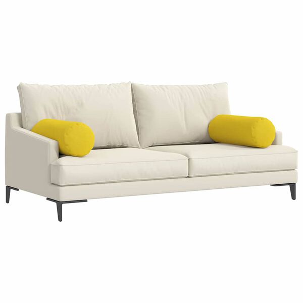 vidaXL Bolster Pillows 2 pcs Light Yellow Ø 25 x 70 cm Fabric