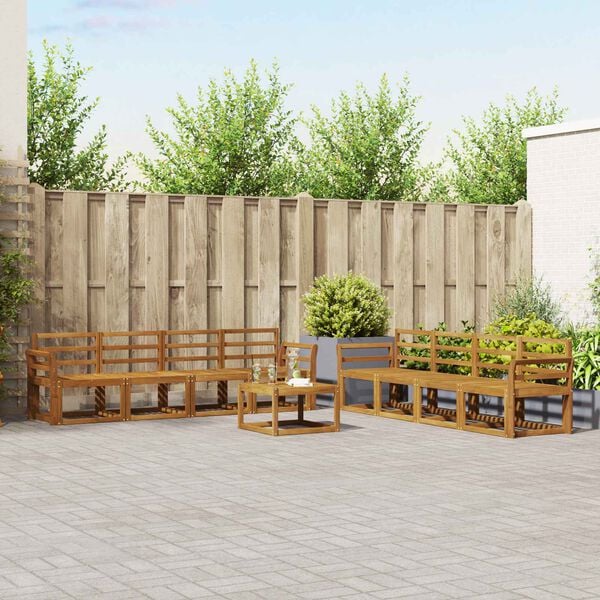 vidaXL Outdoor Sofa Set 9 pcs Natural Solid Acacia Wood
