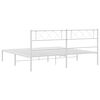 vidaXL Metal Bed Frame without Mattress with Headboard White 193x203cm