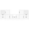 vidaXL 5 Piece TV Units with Storage ODDA White Solid Wood Pine