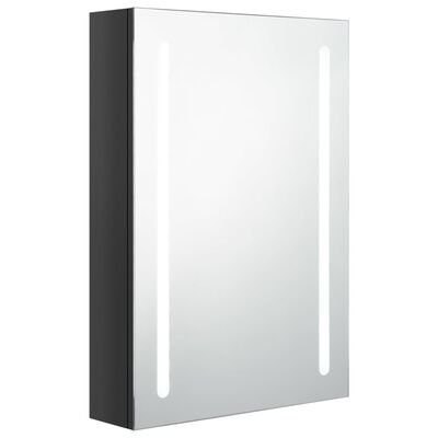 vidaXL LED Bathroom Mirror Cabinet Shining Black 50x13x70 cm