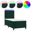 vidaXL Box Spring Bed with Mattress&LED Dark Green 80x200 cm Velvet