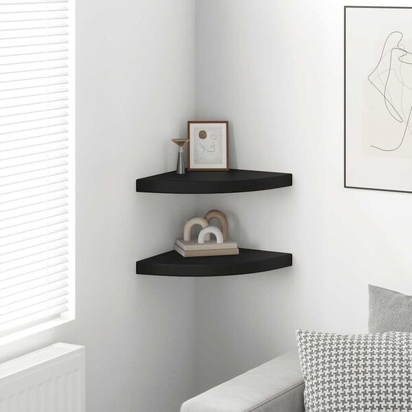 vidaXL Floating Corner Shelves 2 pcs Black 35x35x3.8 cm MDF