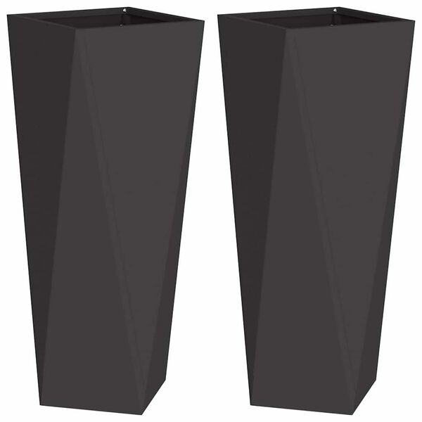 vidaXL Planter 2 pcs Black 30 x 30 x 75 cm Steel